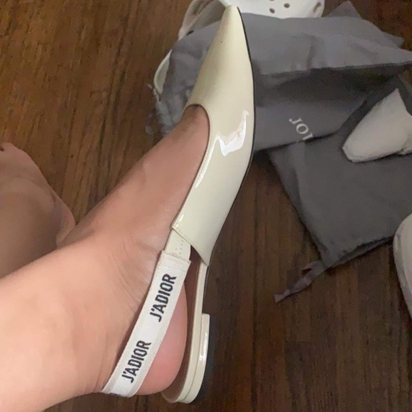 CHRISTIAN Dior J'adior Off White Slingback Flats⭐️ - Picture 10 of 11